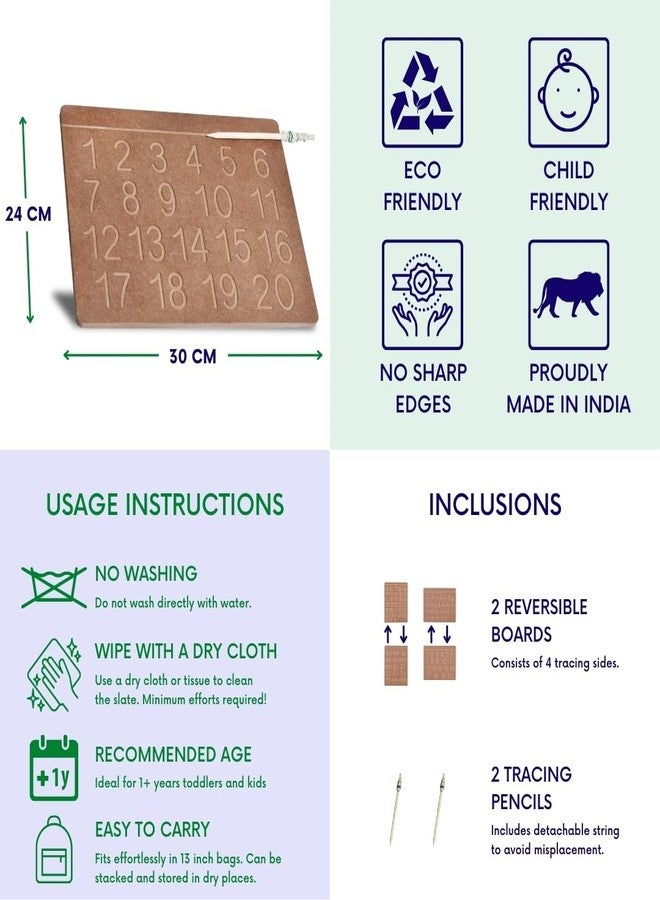 CRYA Kannada Educational Tracing Wooden Board for Kids | Handwriting, Counting and Learning Montessori Slates | Reversible Set of 2 Puzzles (Kannada, Cursive English and Numbers) - Image 5